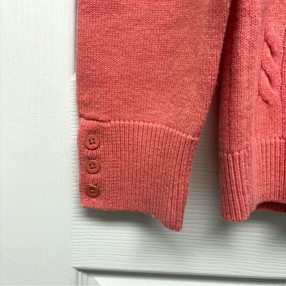 Talbot Woman’s Cable Knit Sweater, Wool Blend, Coral Pink, Size L - Picture 4 of 6